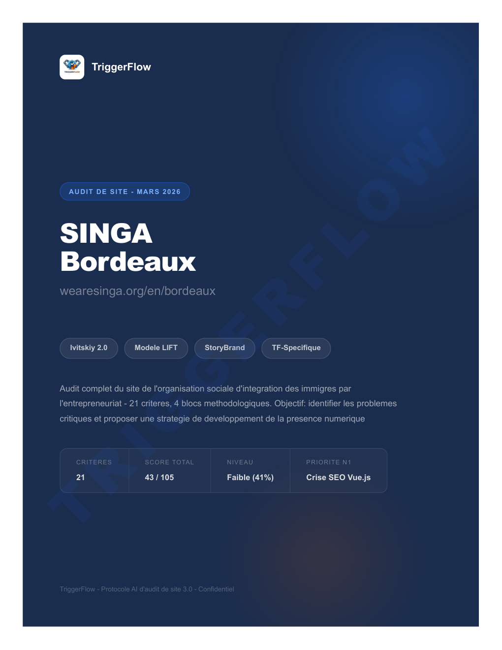 Audit SINGA Bordeaux - Score 43/105